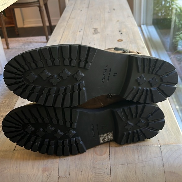 Aquatalia Mayra Weatherproof Lace Up Suede Ankle Lug Lace Up Moto Boots Size 11 - Picture 9 of 13